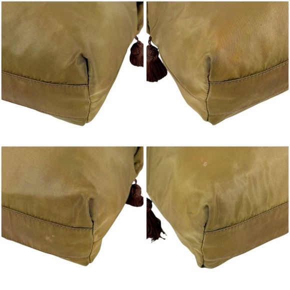 Prada Mini Tote Bag Tassel Charm Fringe Tessuto Nylon Khaki Green - Picture 7 of 13